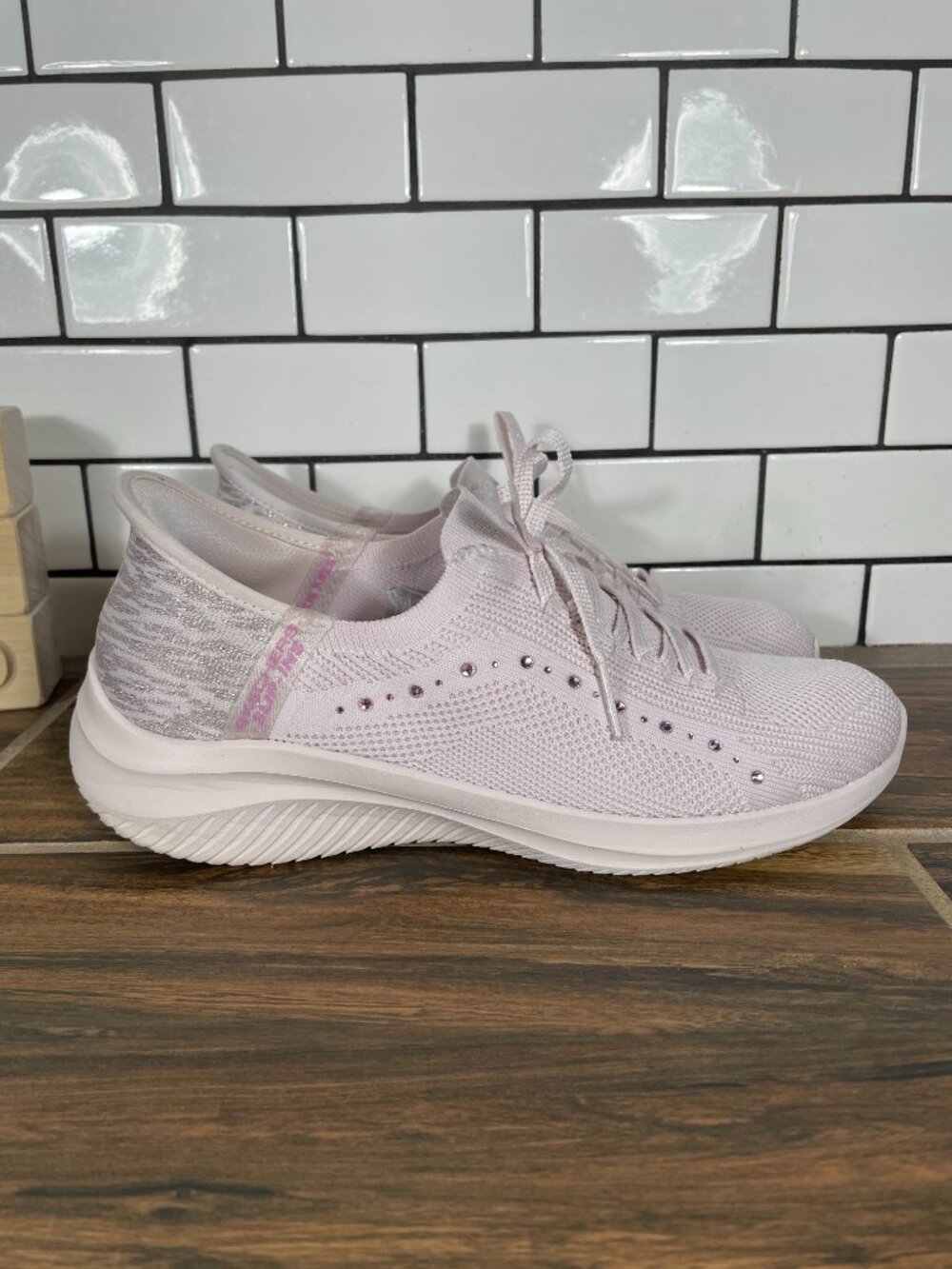 Skechers Slip-ins Ultra Flex 3.0 Summer Stripes Shoes Womens 7 Pink Hands Free - Picture 5 of 15